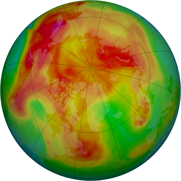 Arctic ozone map for 20 April 1985